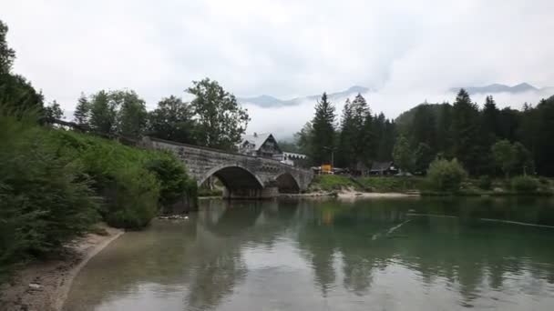 Vista Del Lago Bohinj Lago Permanente Más Grande Eslovenia — Vídeos de Stock