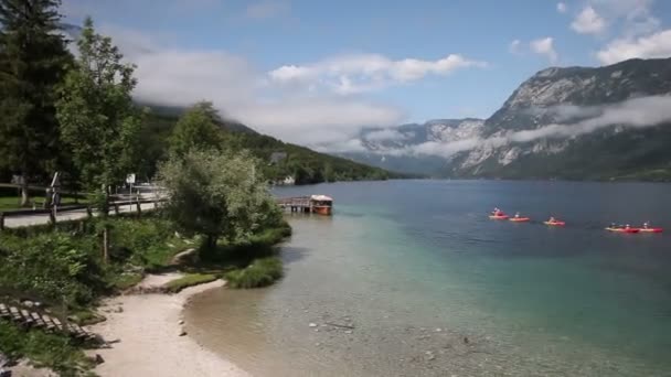 Kayak Lago Bohinj Lago Permanente Más Grande Eslovenia — Vídeos de Stock