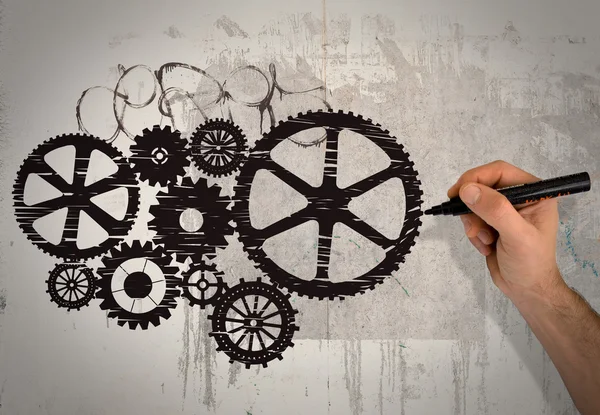 Hand drawing gears — Stock Photo, Image