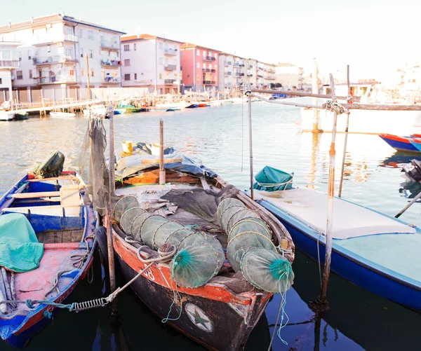 Pohled na fisherboats, Chioggia — Stock fotografie