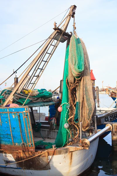 Pohled na fisherboats, Chioggia — Stock fotografie