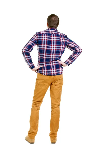 Man in checkered shirt  looking up — Stock Photo, Image