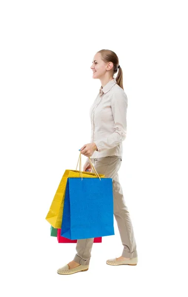 Γυναίκα με τσάντες για ψώνια — Φωτογραφία Αρχείου