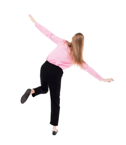 Equilibrio de mujer de negocios joven. — Foto de Stock