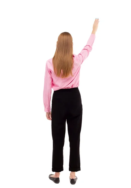 Back view of  pointing woman. — Stock Photo, Image