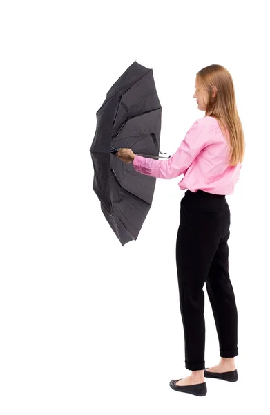 Young business woman with umbrella — 스톡 사진