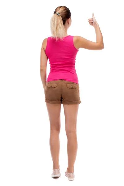 Back view of  woman thumbs up — Stock Photo, Image