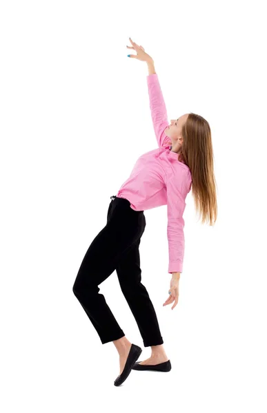 Balanceamento de mulher de negócios jovem. — Fotografia de Stock