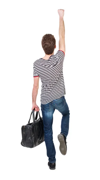 Back view of  man with bag. — Stock Photo, Image