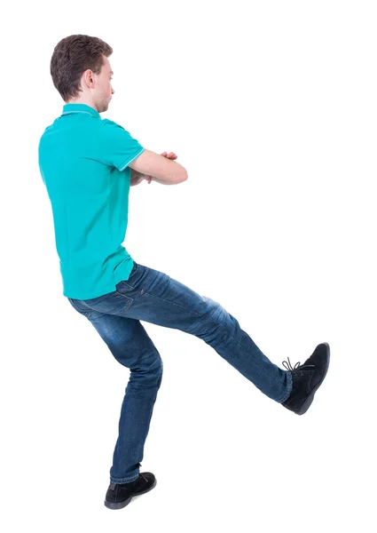 Back view of dancing young man. — Stock Photo, Image