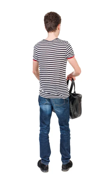 Back view of man with bag. — Stock Photo, Image