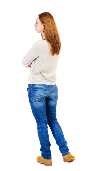 Back view of standing young beautiful  woman — Stock Photo, Image