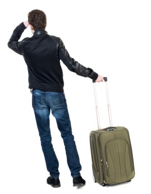 Arkadan Görünüm bir adam arıyorum yeşil çanta.