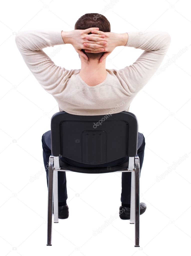 Back view of business man sitting on chair. Stock Photo ghoststone 120266414