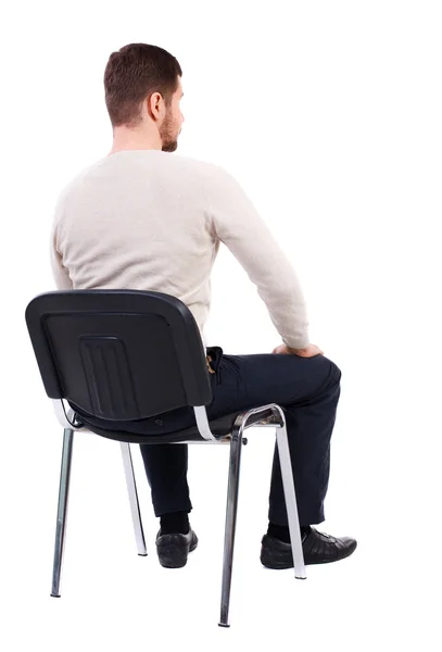 ビジネスの男性が椅子に座っての背面図. — ストック写真