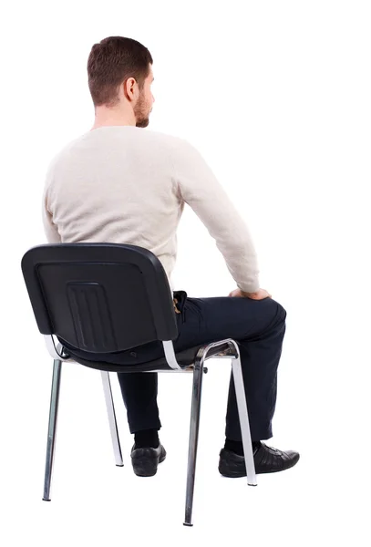 Back view of business man sitting on chair. — Stock Photo, Image