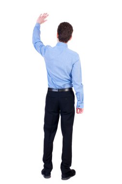 arkadan görünüşü güzel iş adamı ağırlıyor.