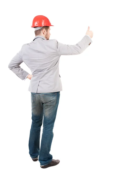 Back view of  business man shows thumbs up — Stock Photo, Image