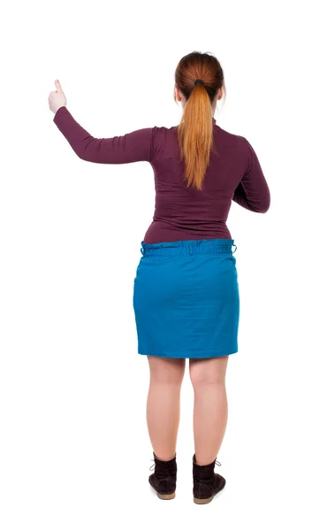 Back view of  woman thumbs up — Stock Photo, Image