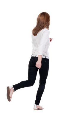 Arkadan Görünüm jeans içinde çalışan kadın