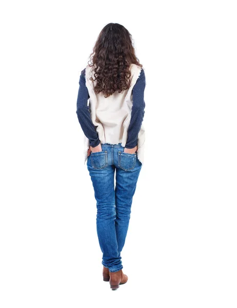 Back view of standing young beautiful  woman — Stock Photo, Image