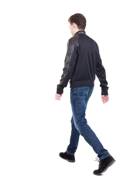 Back view of going  handsome man in jacket. — Stock Photo, Image