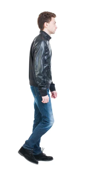 Back view of going  handsome man in jacket.  walking young guy — Stock Photo, Image