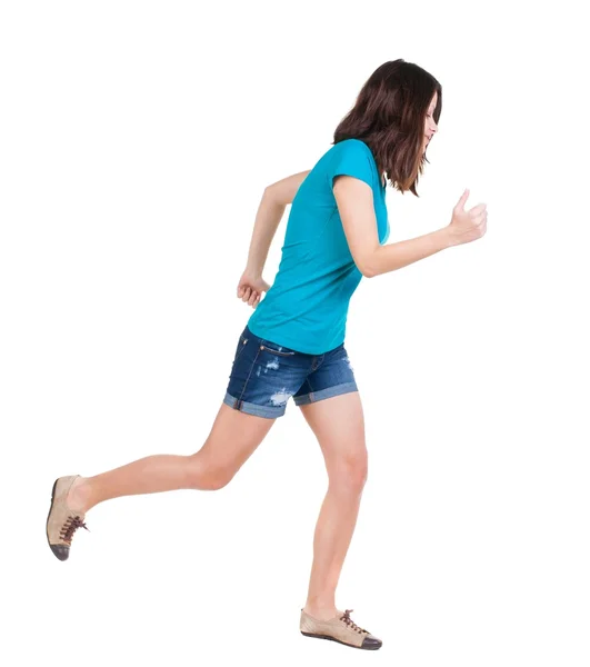 Back view of running  woman. — Stock Photo, Image