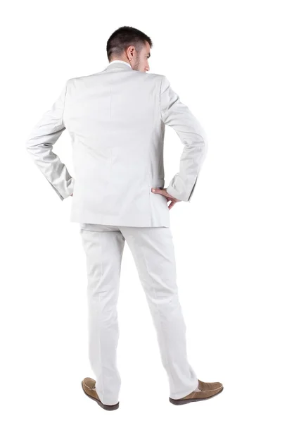 Businessman  looks ahead. rear view. Stock Photo