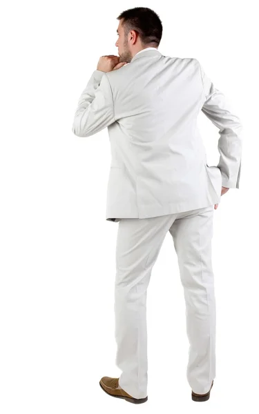Thoughtful businessman. Rear view. Stock Photo