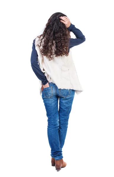 Back view of standing young beautiful  woman — Stock Photo, Image