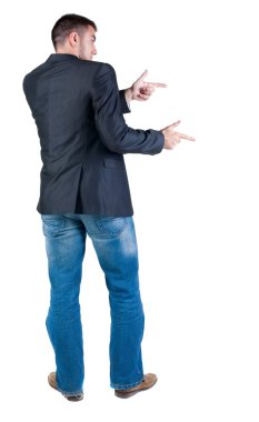 Genç uzman önde görünüyor. arka görünüm.