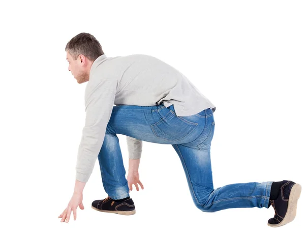 Back view of running man. walking guy in motion. Rear view peopl — Stock Photo, Image