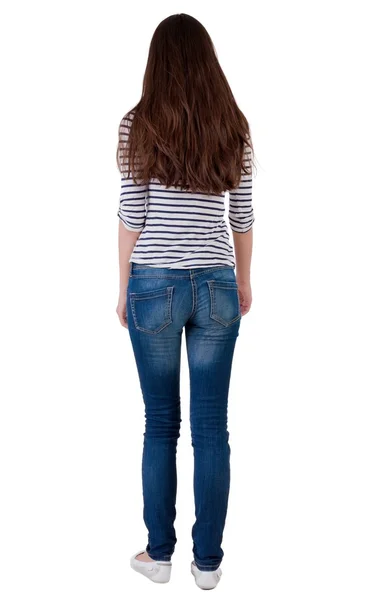 Back view of standing young beautiful  brunette woman. — Stock Photo, Image