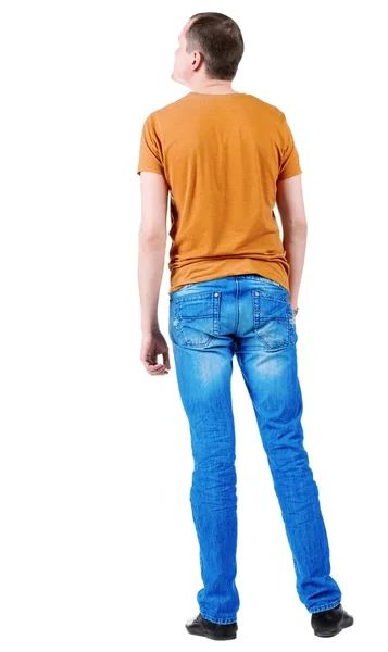 Vista posterior de los jóvenes en camiseta naranja. —  Fotos de Stock