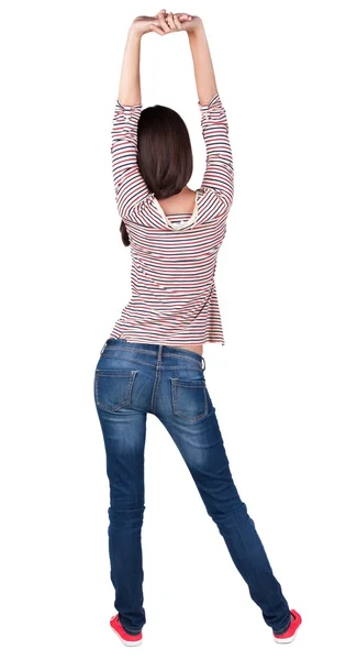 Back view of standing young beautiful  brunette woman. — Stock Photo, Image