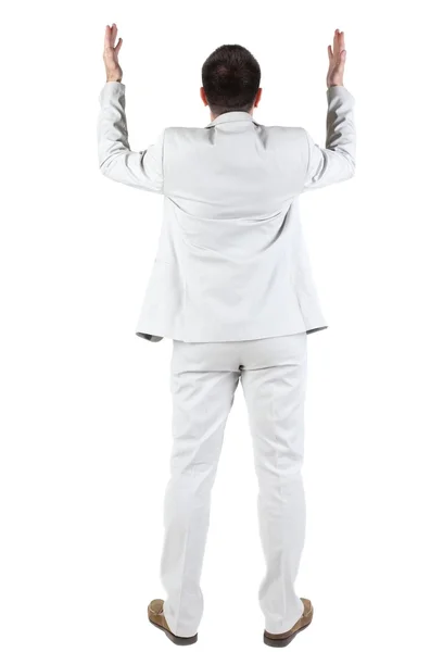 Back view of shocked and scared young business man. — Stockfoto