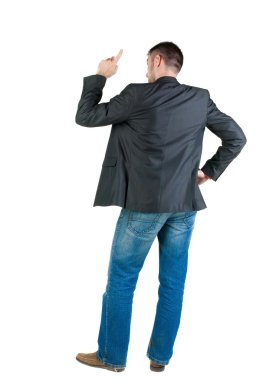 düşünme iş adamı. arka görünüm.