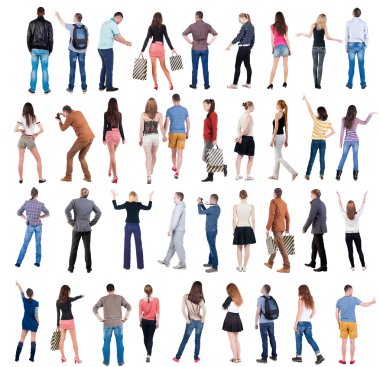 collection back view of people .