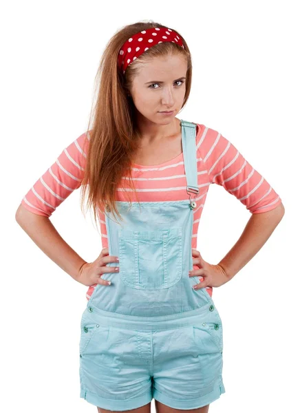 Red-haired teen girl in shorts. — Stock Photo, Image