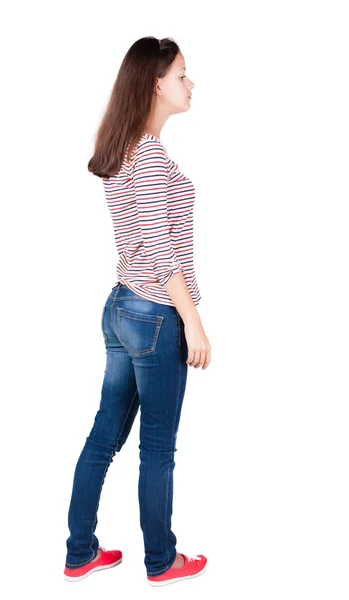 Back view of standing young beautiful  brunette woman. — Stock Photo, Image