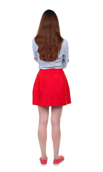 Back view of standing young beautiful  woman. — Stock Photo, Image