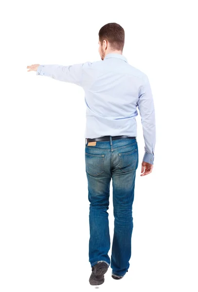 Back view of going  business man pointing. — Stock Photo, Image