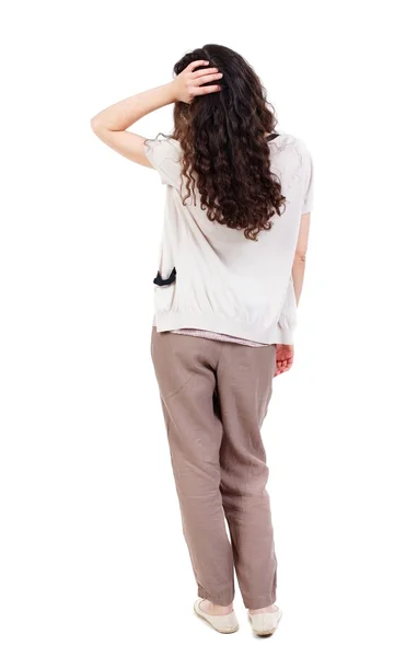 Back view of standing young beautiful  woman — Stock Photo, Image