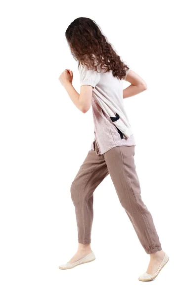 Zijaanzicht van lopende vrouw. — Stockfoto