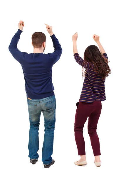 Back view of dancing young couple. Dance party. — ストック写真