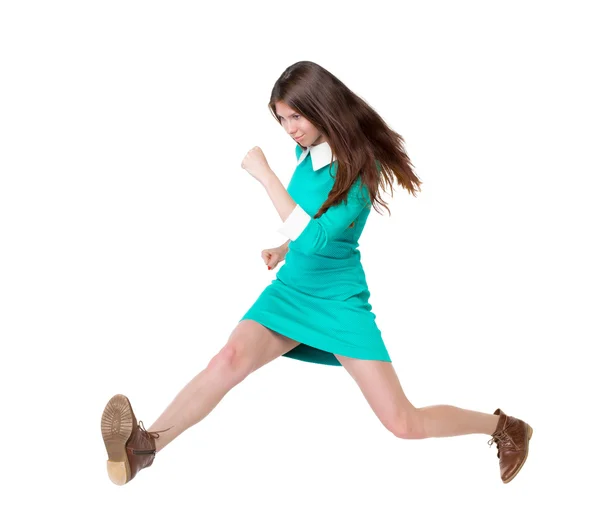 走っている女性の背面図. — ストック写真