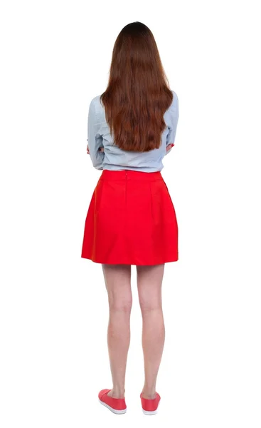 Back view of standing young beautiful  woman. — Stockfoto