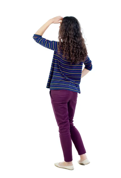 Back view of standing young beautiful  woman — Stock Photo, Image