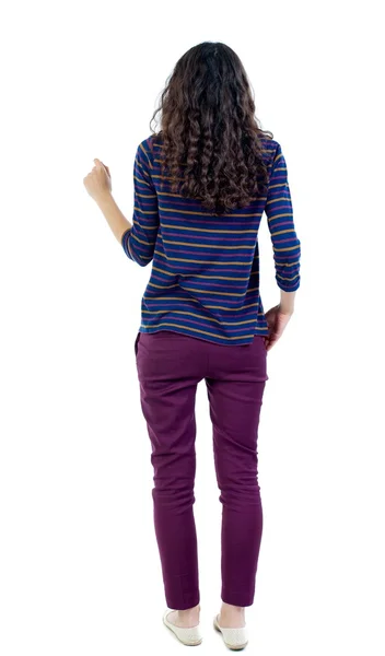 Back view of standing young beautiful  woman — Stock Photo, Image